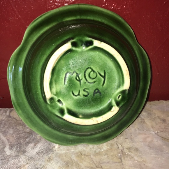 Vintage McCoy Green Flower Shaped Bowl - Picture 4 of 14